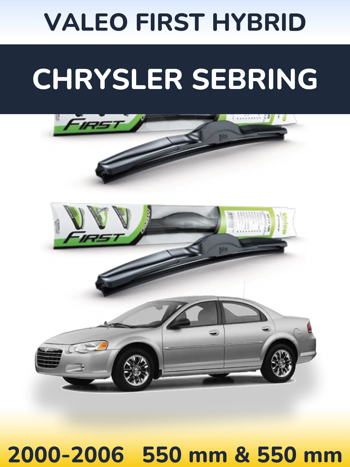 Sada předních stěračů Valeo First Hybrid 550 a 550 mm pro Chrysler Sebring 2000-2006
