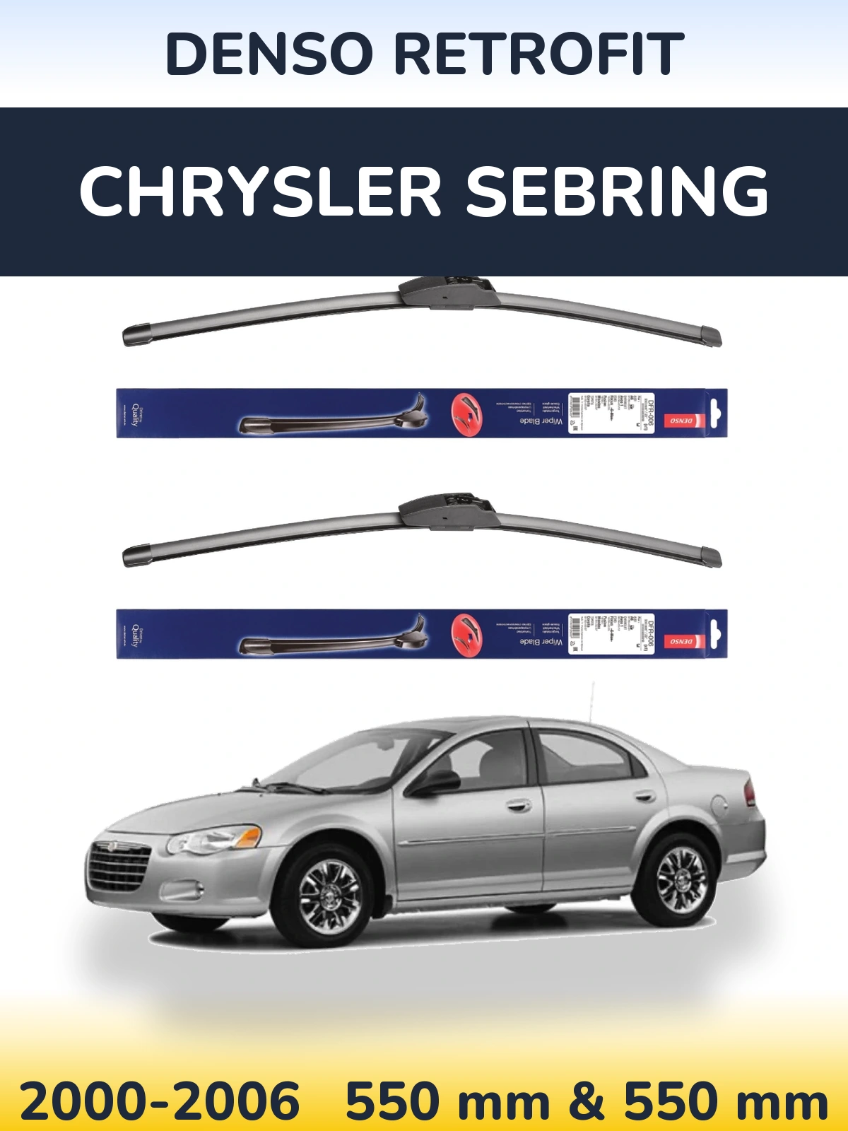 Sada předních stěračů Denso Retrofit 550 a 550 mm pro Chrysler Sebring 2000-2006