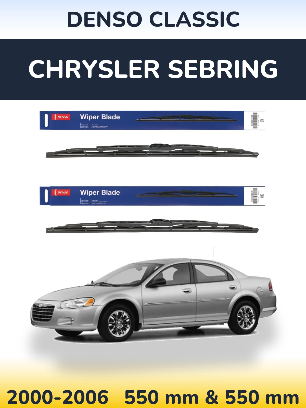 Sada předních stěračů Denso Classic 550 a 550 mm pro Chrysler Sebring 2000-2006