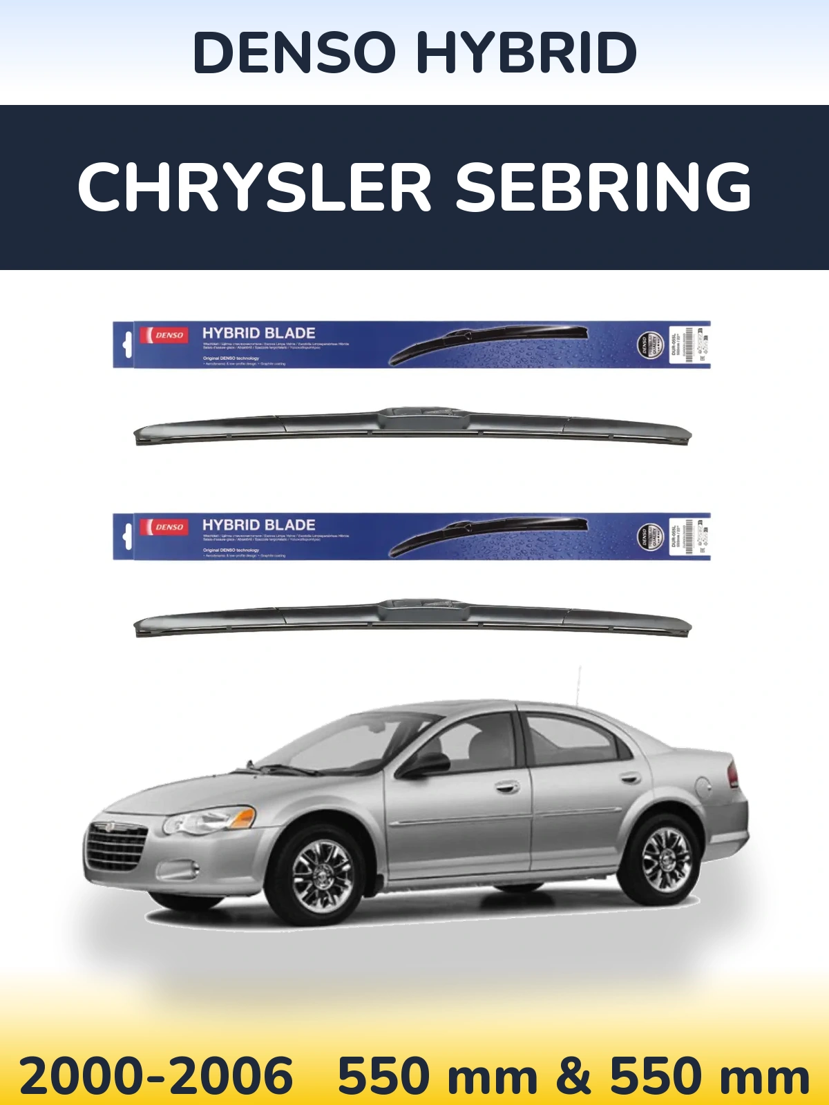Sada předních stěračů Denso Hybrid 550 a 550 mm pro Chrysler Sebring 2000-2006