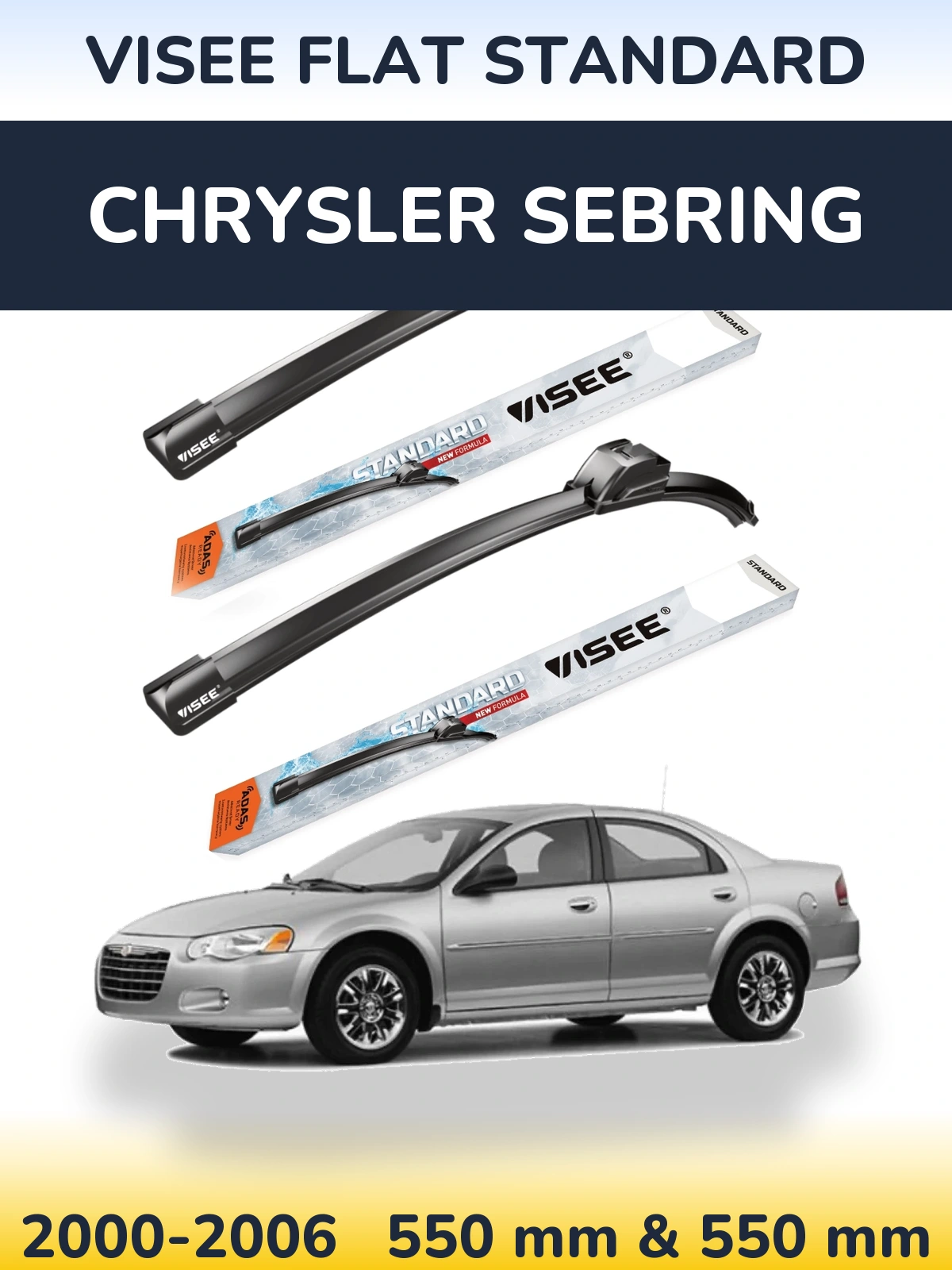 Sada předních stěračů VISEE FLAT STANDARD 550 a 550 mm pro Chrysler Sebring 2000-2006