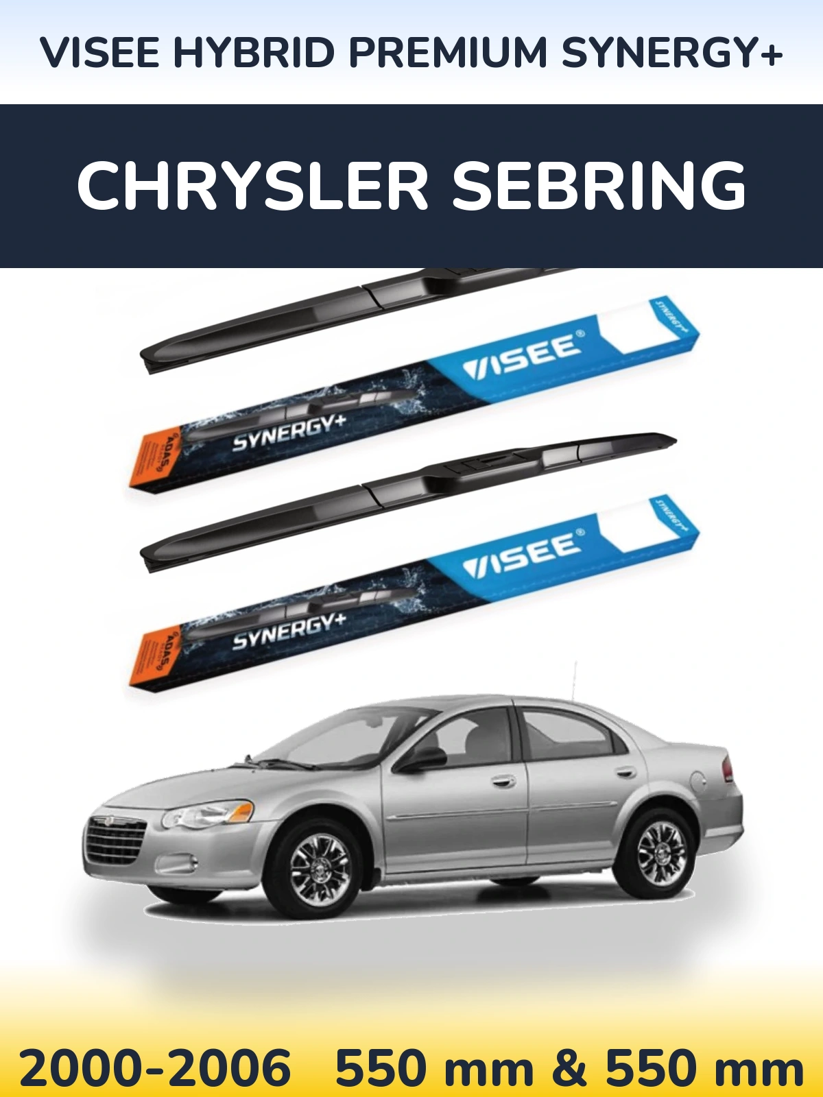 Sada předních stěračů VISEE HYBRID PREMIUM SYNERGY+ 550 a 550 mm pro Chrysler Sebring 2000-2006