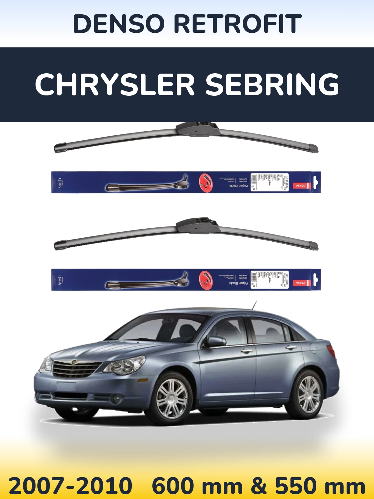 Sada předních stěračů Denso Retrofit 600 a 550 mm pro Chrysler Sebring 2007-2010