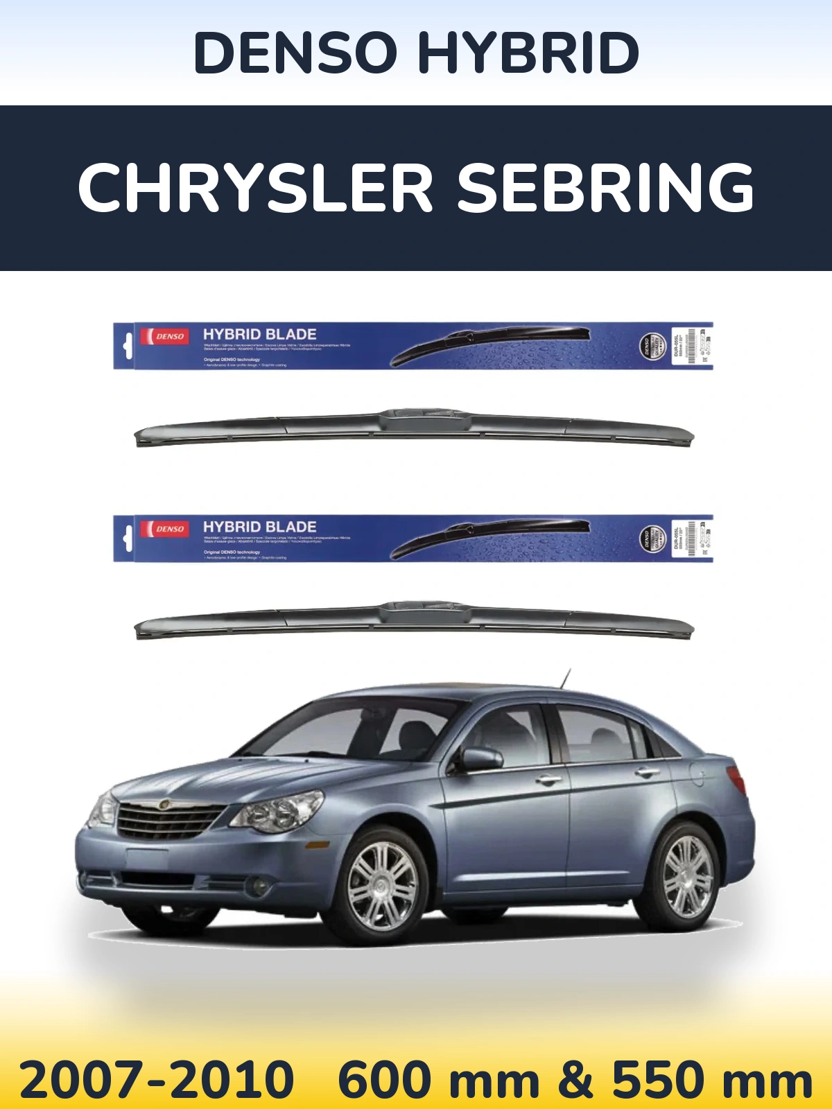 Sada předních stěračů Denso Hybrid 600 a 550 mm pro Chrysler Sebring 2007-2010