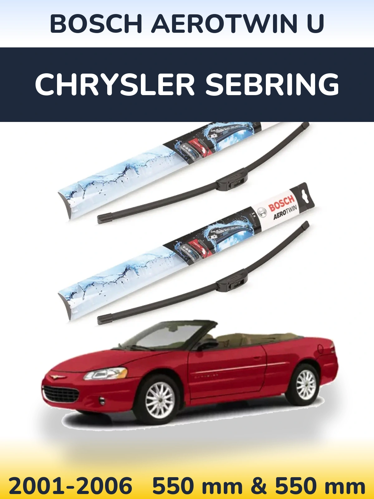 Комплект передніх щіток BOSCH AeroTwin U 550 & 550 мм для Chrysler Sebring 2001-2006
