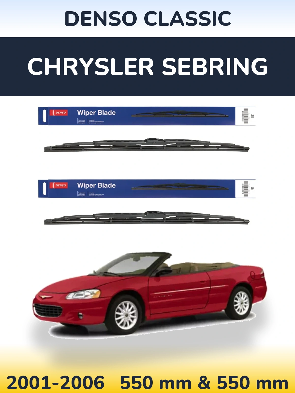 Sada předních stěračů Denso Classic 550 a 550 mm pro Chrysler Sebring 2001-2006