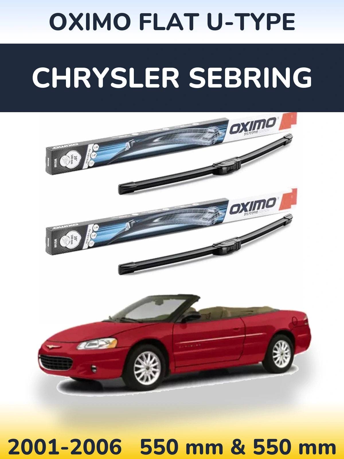 Комплект передніх щіток Oximo Flat U-type 550 & 550 мм для Chrysler Sebring 2001-2006
