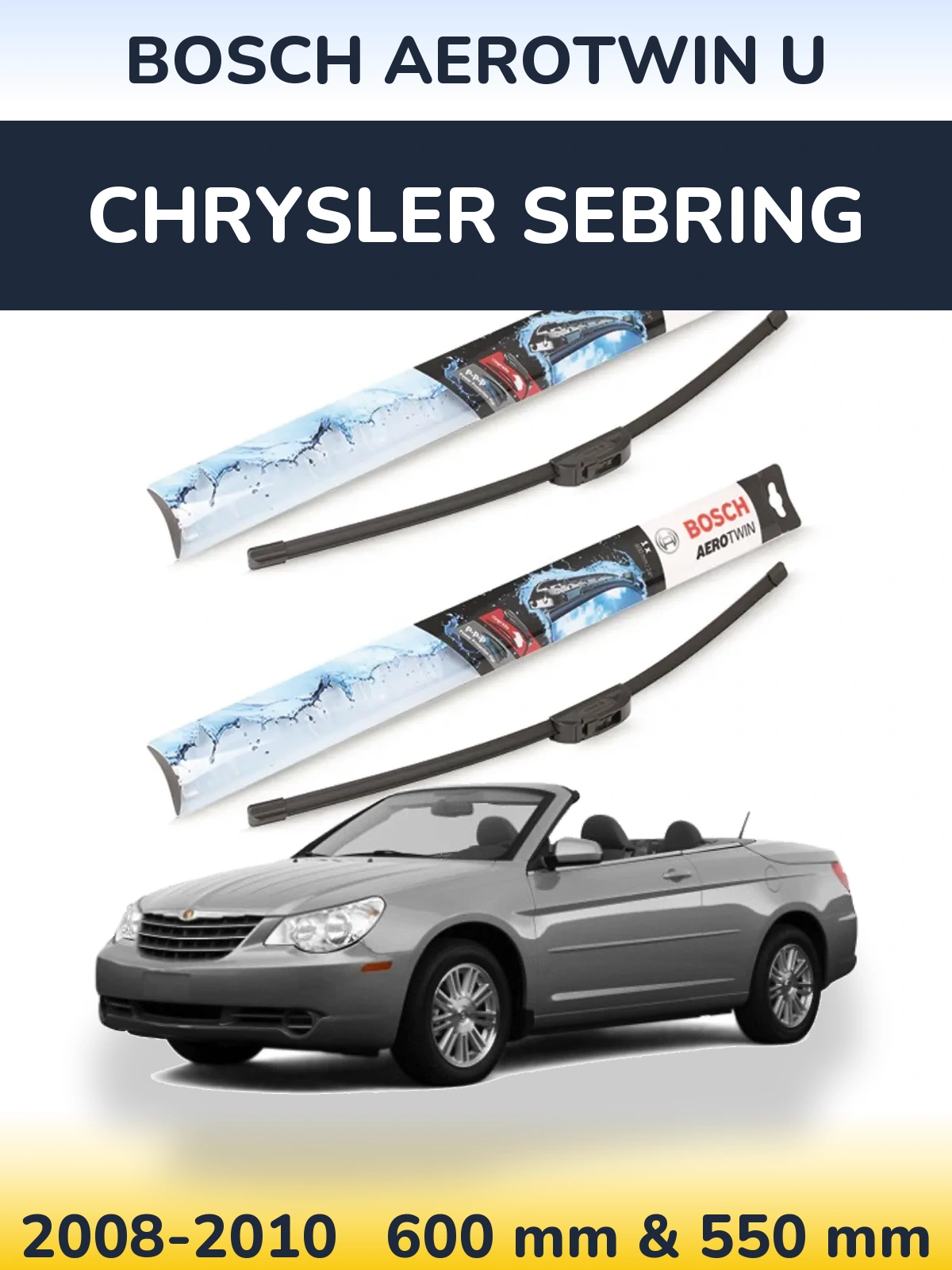 Sada předních stěračů BOSCH AeroTwin U 600 a 550 mm pro Chrysler Sebring 2008-2010
