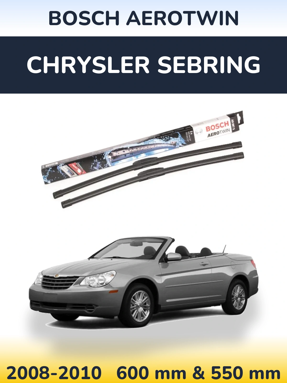 Sada předních stěračů BOSCH AeroTwin 600 a 550 mm pro Chrysler Sebring 2008-2010