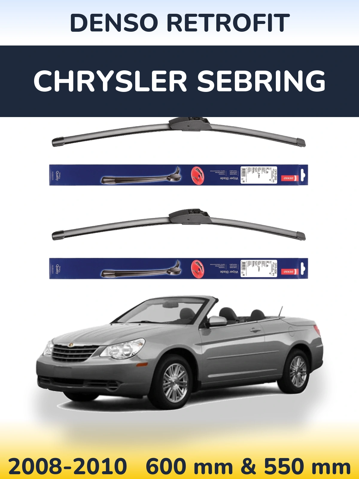 Sada předních stěračů Denso Retrofit 600 a 550 mm pro Chrysler Sebring 2008-2010