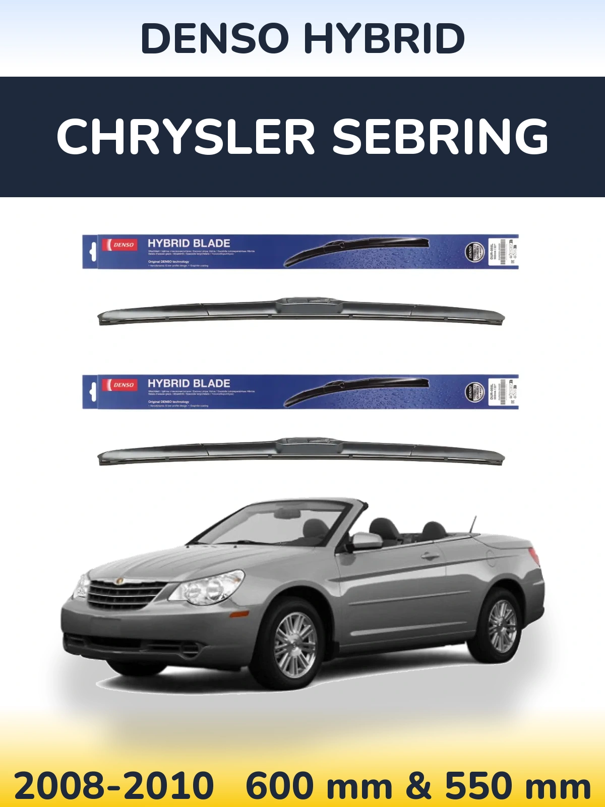 Sada předních stěračů Denso Hybrid 600 a 550 mm pro Chrysler Sebring 2008-2010