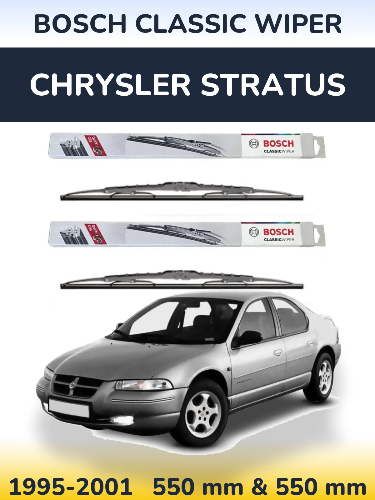Sada předních stěračů BOSCH Classic Wiper 550 a 550 mm pro Chrysler Stratus 1995-2001