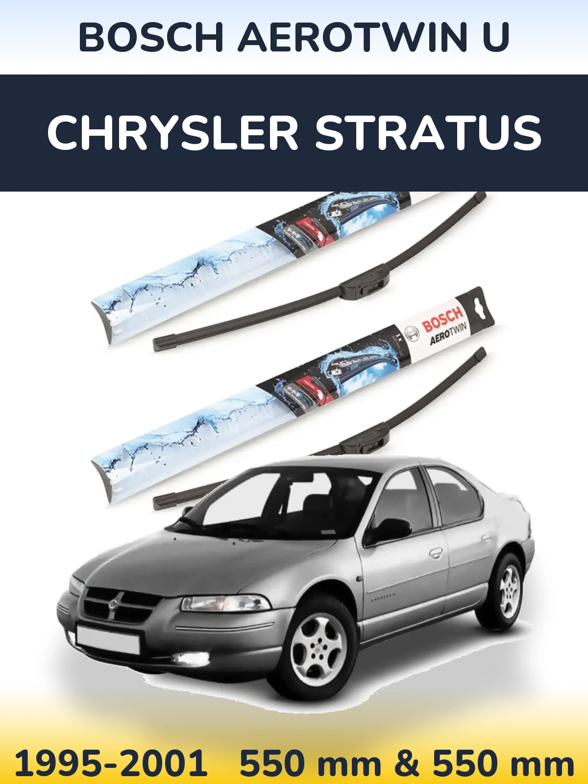 Sada předních stěračů BOSCH AeroTwin U 550 a 550 mm pro Chrysler Stratus 1995-2001