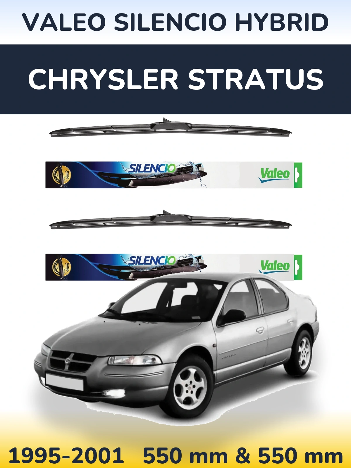 Комплект передніх щіток Valeo Silencio Hybrid 550 & 550 мм для Chrysler Stratus 1995-2001