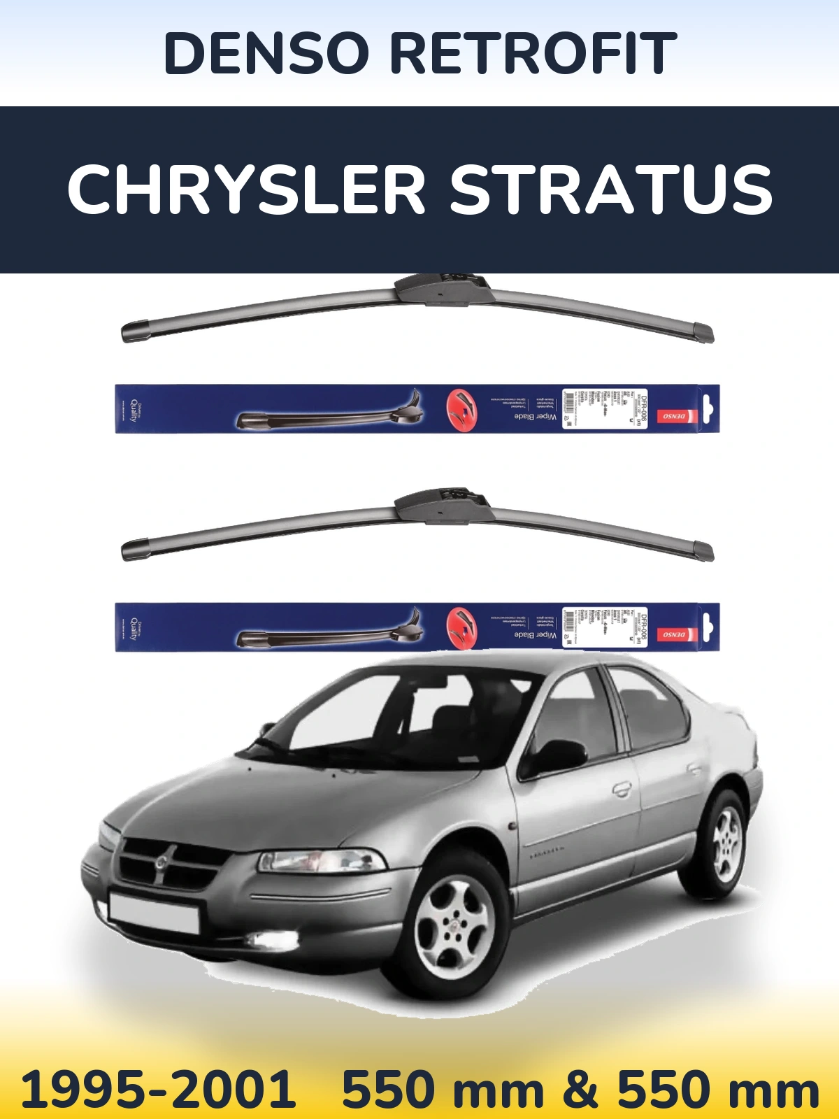 Sada předních stěračů Denso Retrofit 550 a 550 mm pro Chrysler Stratus 1995-2001