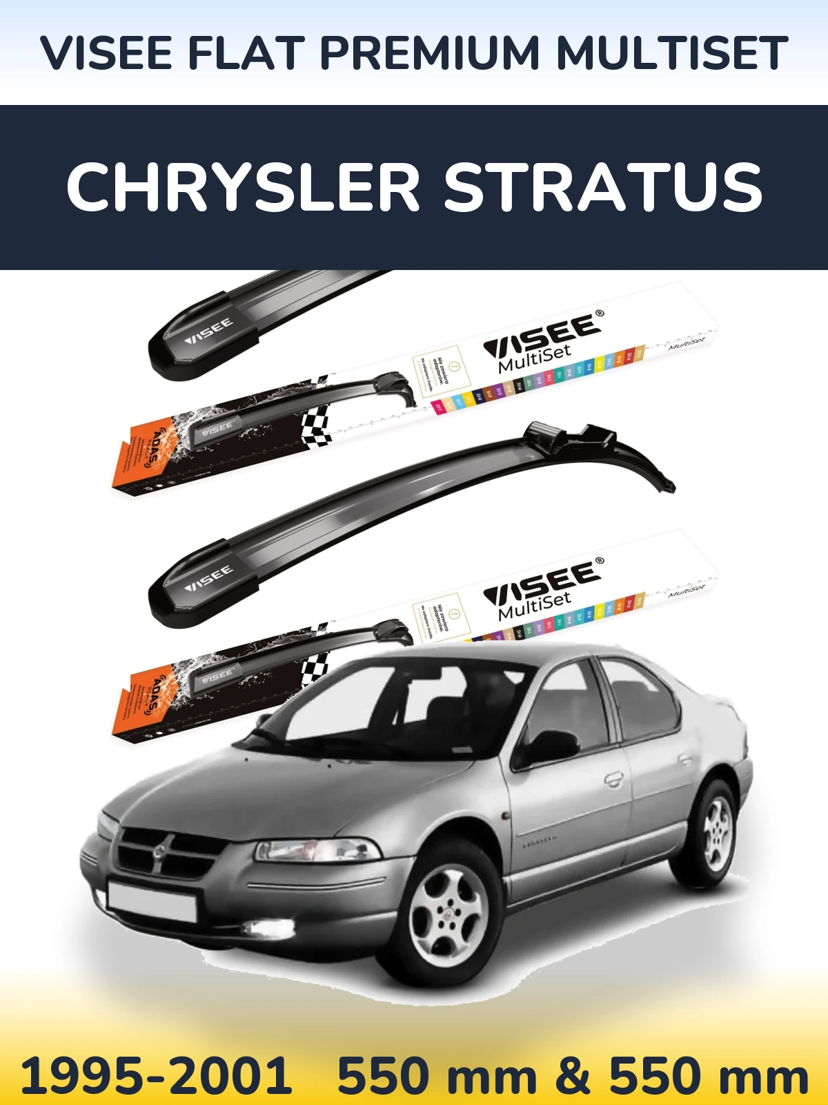 Sada předních stěračů VISEE FLAT PREMIUM MultiSet 550 a 550 mm pro Chrysler Stratus 1995-2001