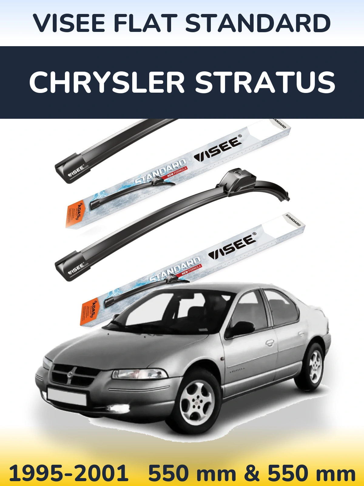 Sada předních stěračů VISEE FLAT STANDARD 550 a 550 mm pro Chrysler Stratus 1995-2001