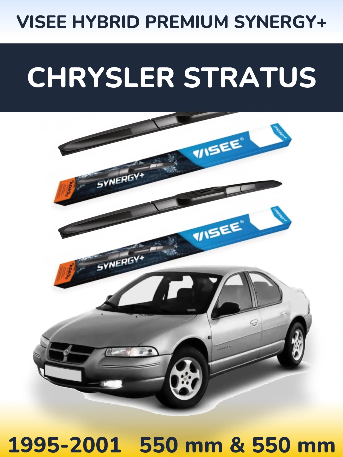 Sada předních stěračů VISEE HYBRID PREMIUM SYNERGY+ 550 a 550 mm pro Chrysler Stratus 1995-2001