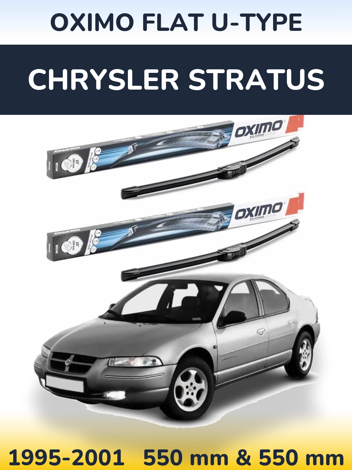 Sada předních stěračů Oximo Flat U-type 550 a 550 mm pro Chrysler Stratus 1995-2001