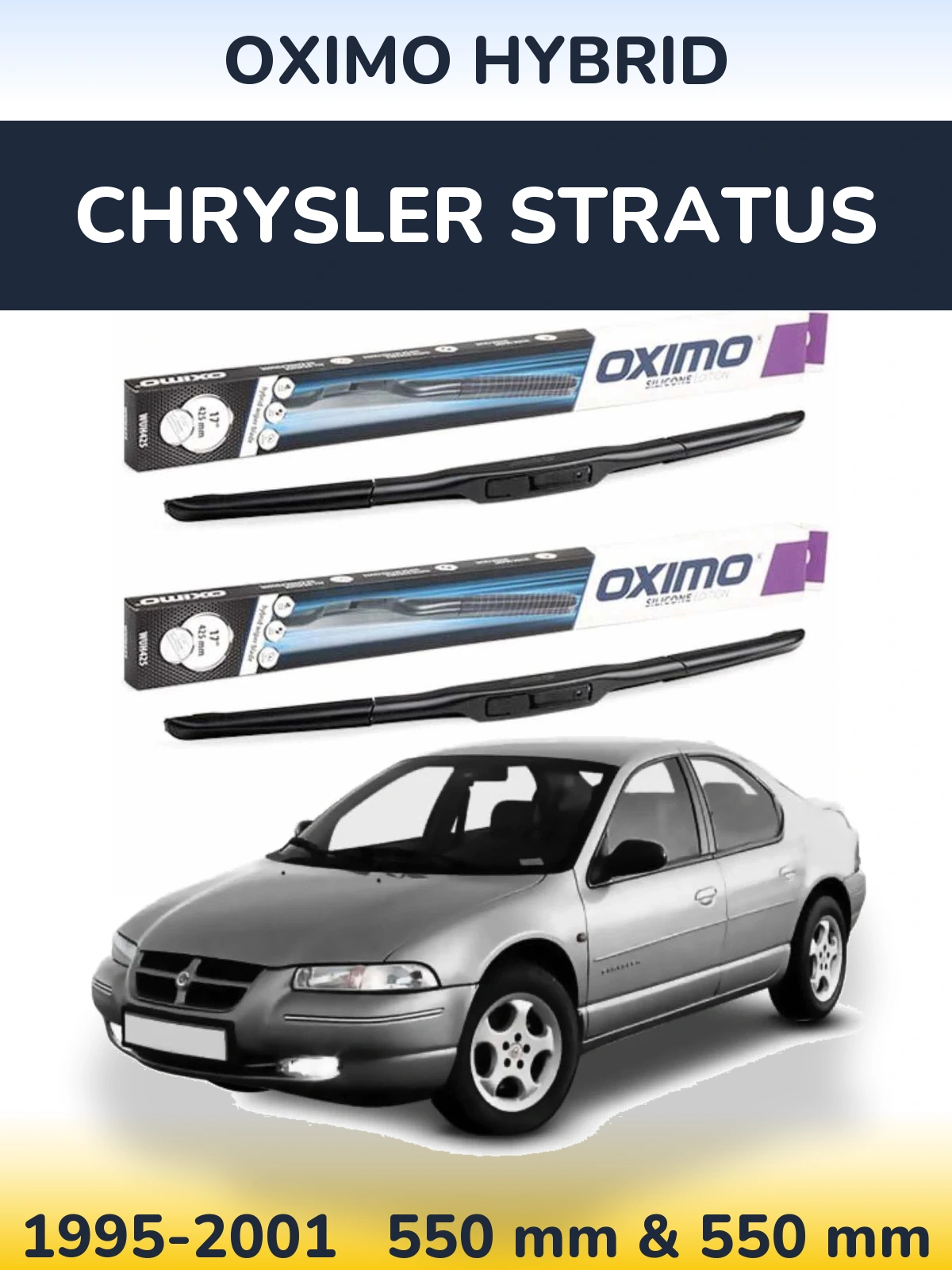 Sada předních stěračů Oximo Hybrid 550 a 550 mm pro Chrysler Stratus 1995-2001