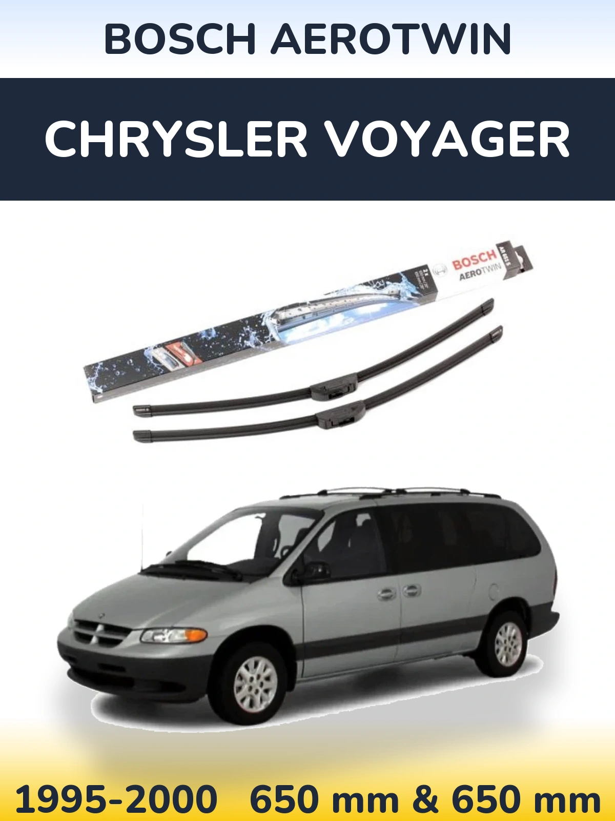 Sada předních stěračů BOSCH AeroTwin 650 a 650 mm pro Chrysler Voyager 1995-2000