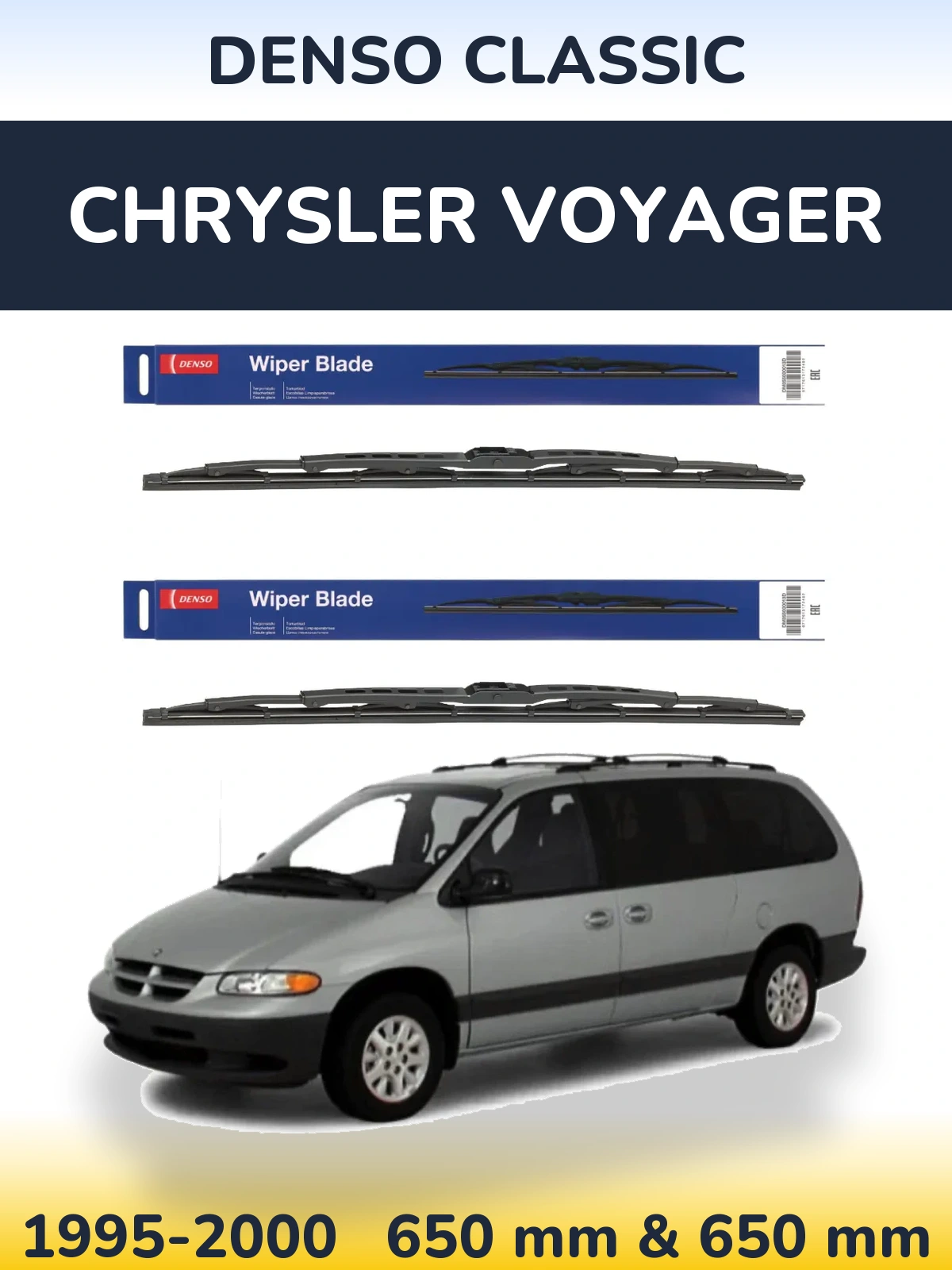 Sada předních stěračů Denso Classic 650 a 650 mm pro Chrysler Voyager 1995-2000