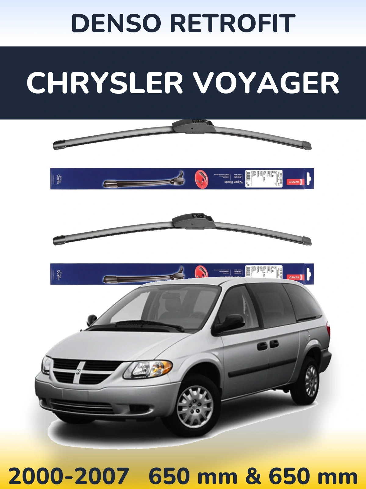 Sada předních stěračů Denso Retrofit 650 a 650 mm pro Chrysler Voyager 2000-2007
