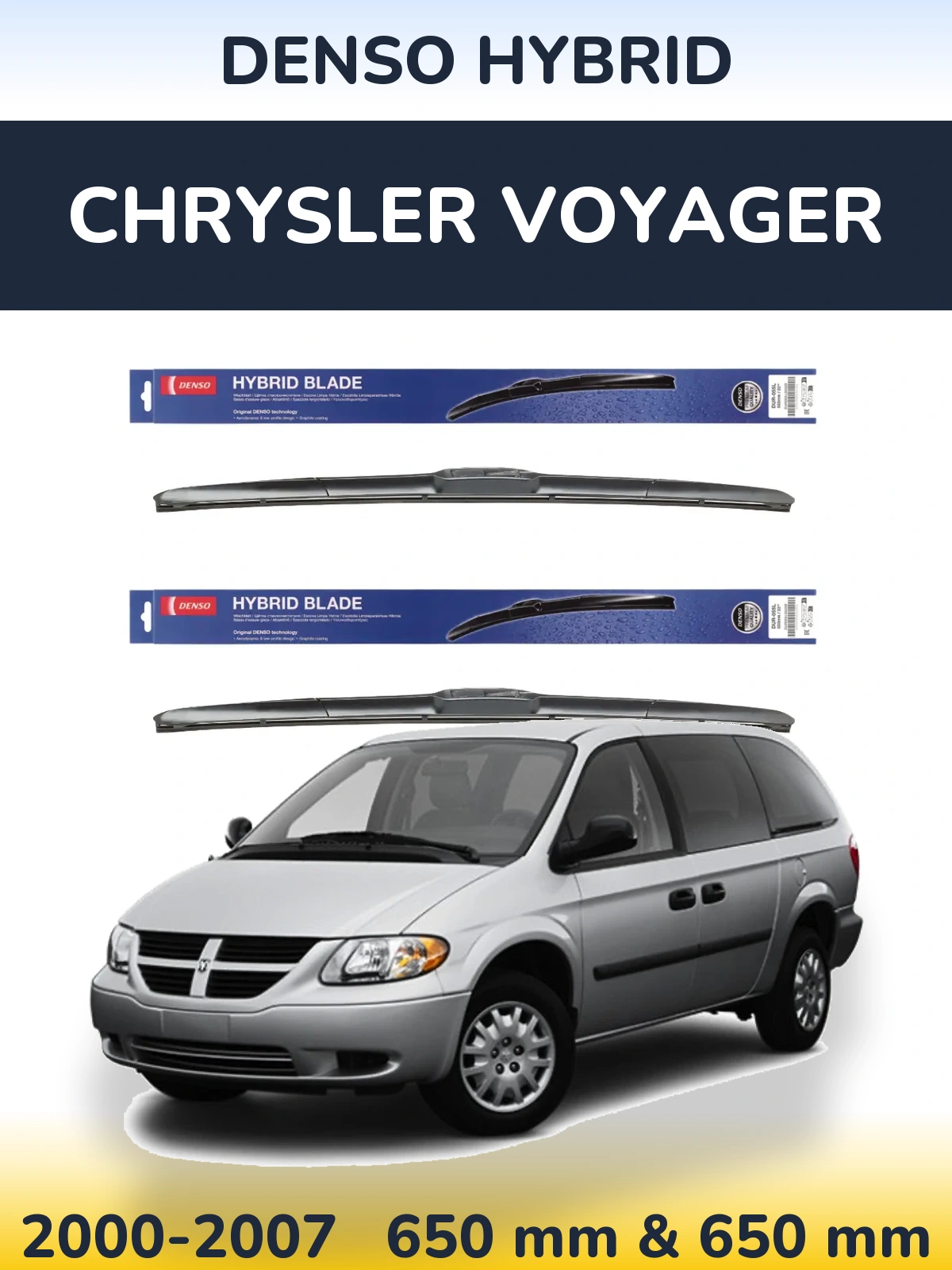 Sada předních stěračů Denso Hybrid 650 a 650 mm pro Chrysler Voyager 2000-2007