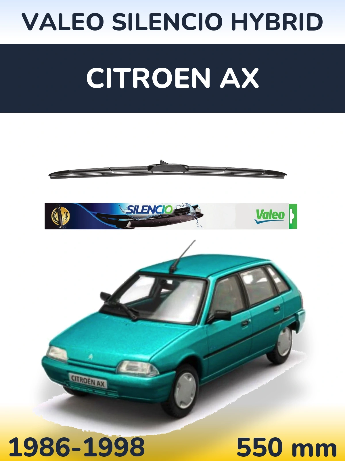 Přední stěrač Valeo Silencio Hybrid 550 mm pro Citroen AX 1986-1998