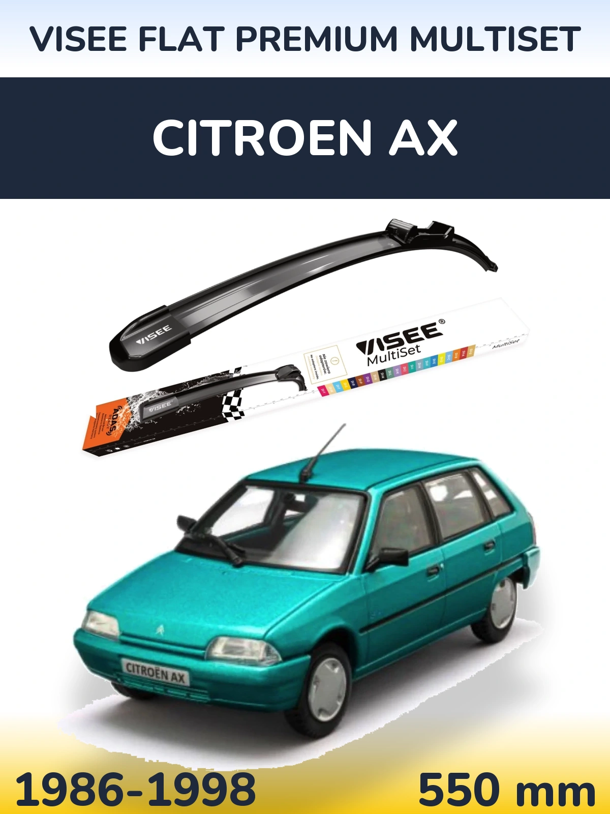 Přední stěrač VISEE FLAT PREMIUM MultiSet 550 mm pro Citroen AX 1986-1998