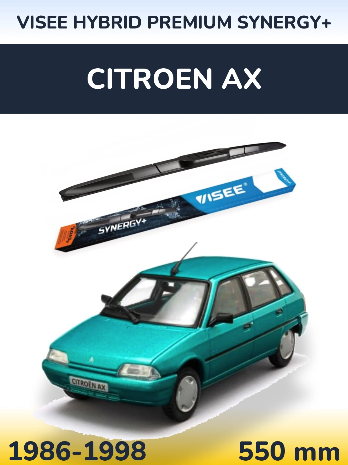 Přední stěrač VISEE HYBRID PREMIUM SYNERGY+ 550 mm pro Citroen AX 1986-1998