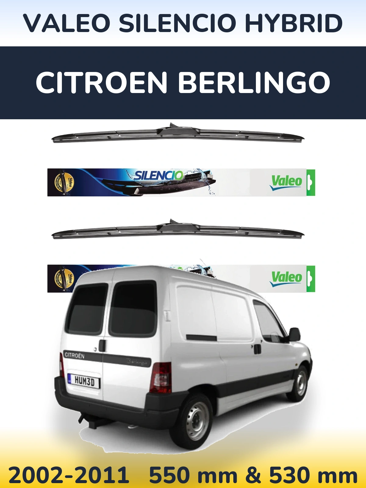 Комплект передніх щіток Valeo Silencio Hybrid 550 & 530 мм для Citroen Berlingo 2002-2011