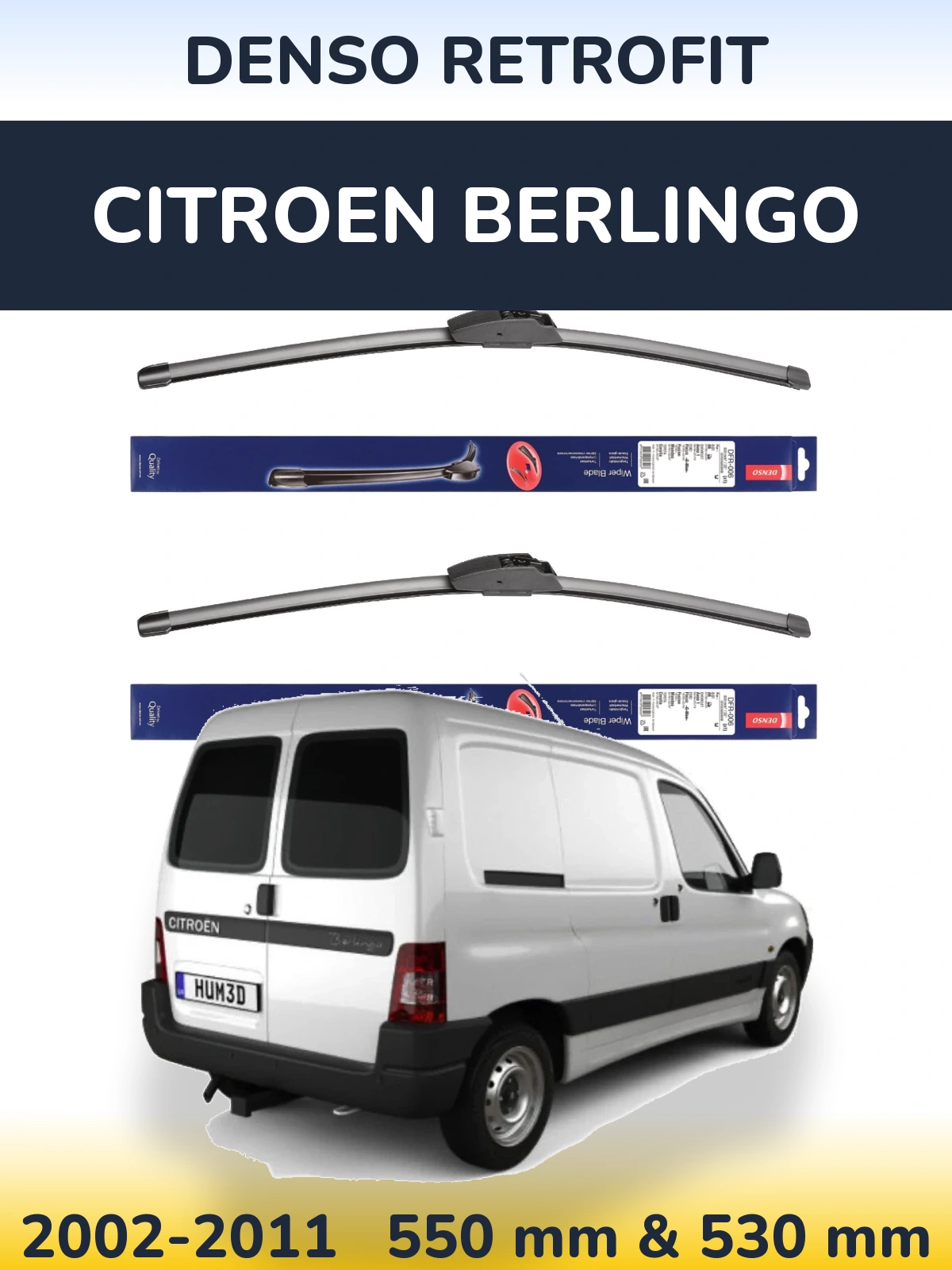 Sada předních stěračů Denso Retrofit 550 a 530 mm pro Citroen Berlingo 2002-2011