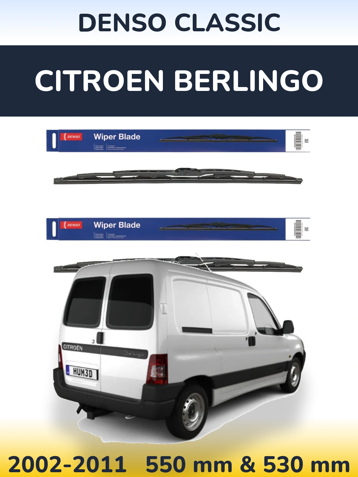 Sada předních stěračů Denso Classic 550 a 530 mm pro Citroen Berlingo 2002-2011