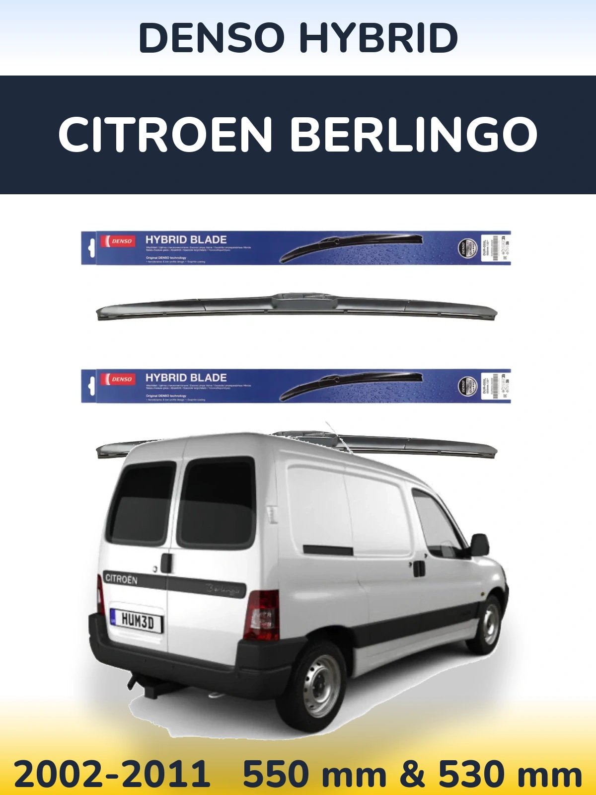 Sada předních stěračů Denso Hybrid 550 a 530 mm pro Citroen Berlingo 2002-2011