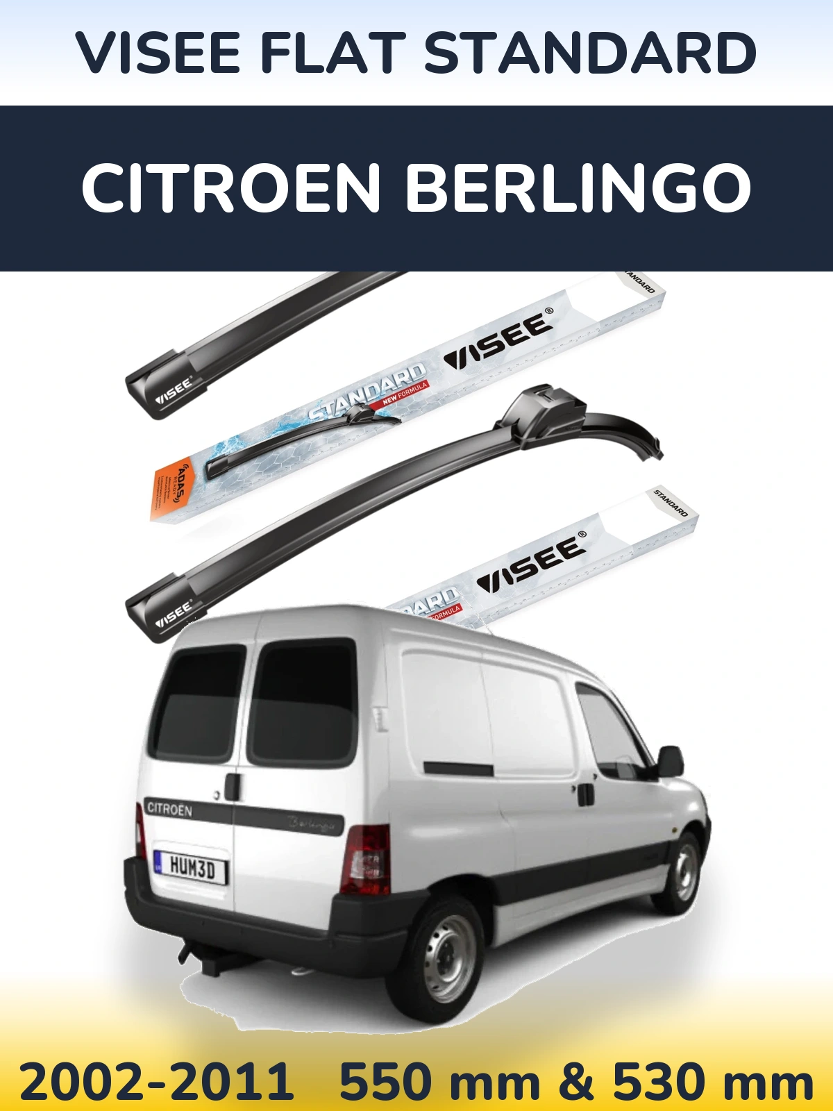 Sada předních stěračů VISEE FLAT STANDARD 550 a 530 mm pro Citroen Berlingo 2002-2011