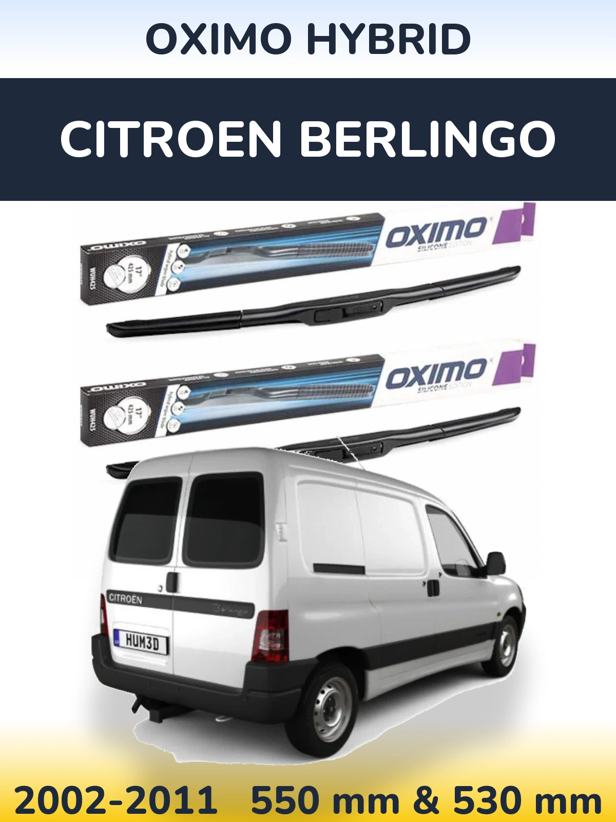 Sada předních stěračů Oximo Hybrid 550 a 530 mm pro Citroen Berlingo 2002-2011