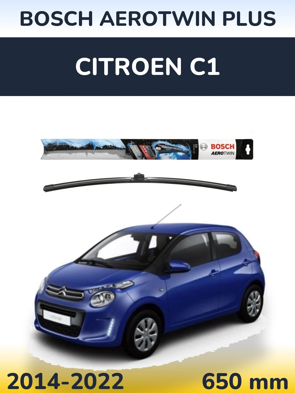Přední stěrač BOSCH AeroTwin Plus 650 mm pro Citroen C1 2014-2022