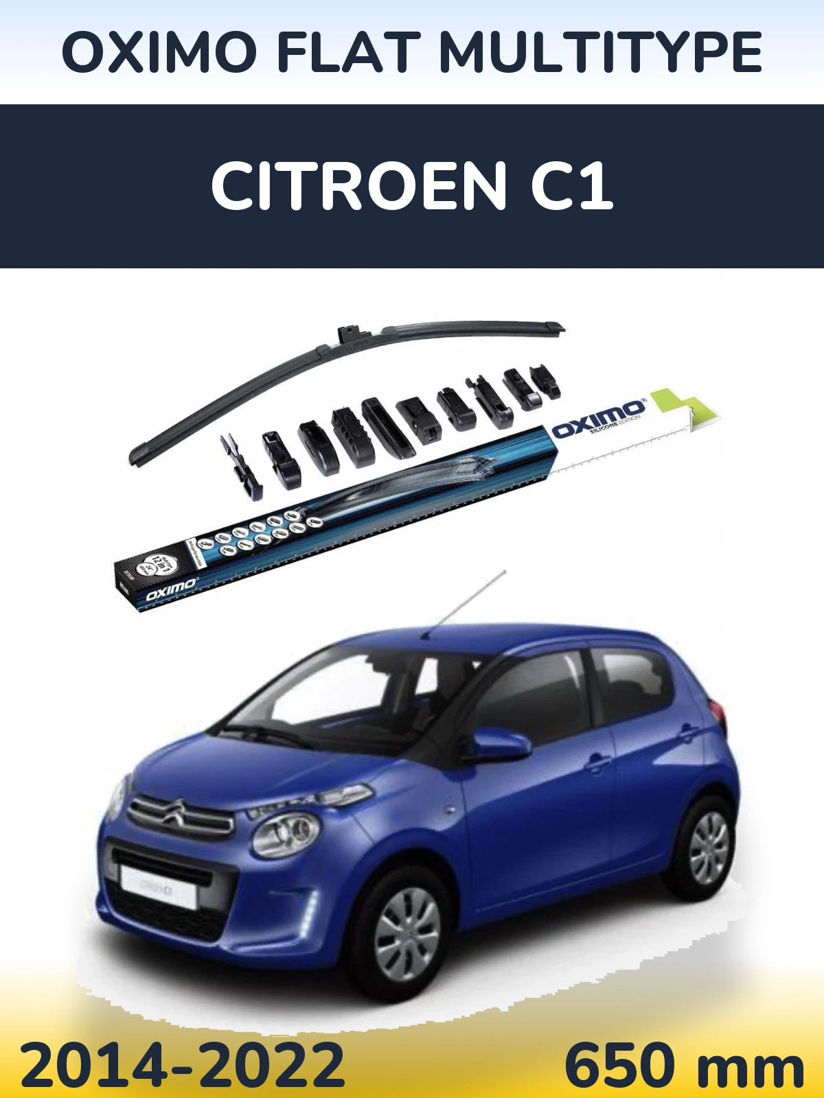 Передня щітка Oximo Flat MultiТипe 650 мм для Citroen C1 2014-2022