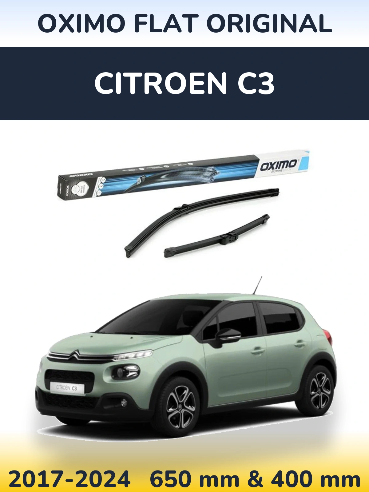 Sada předních stěračů Oximo Flat Original 650 a 375 mm pro Citroen C3 2017-2024