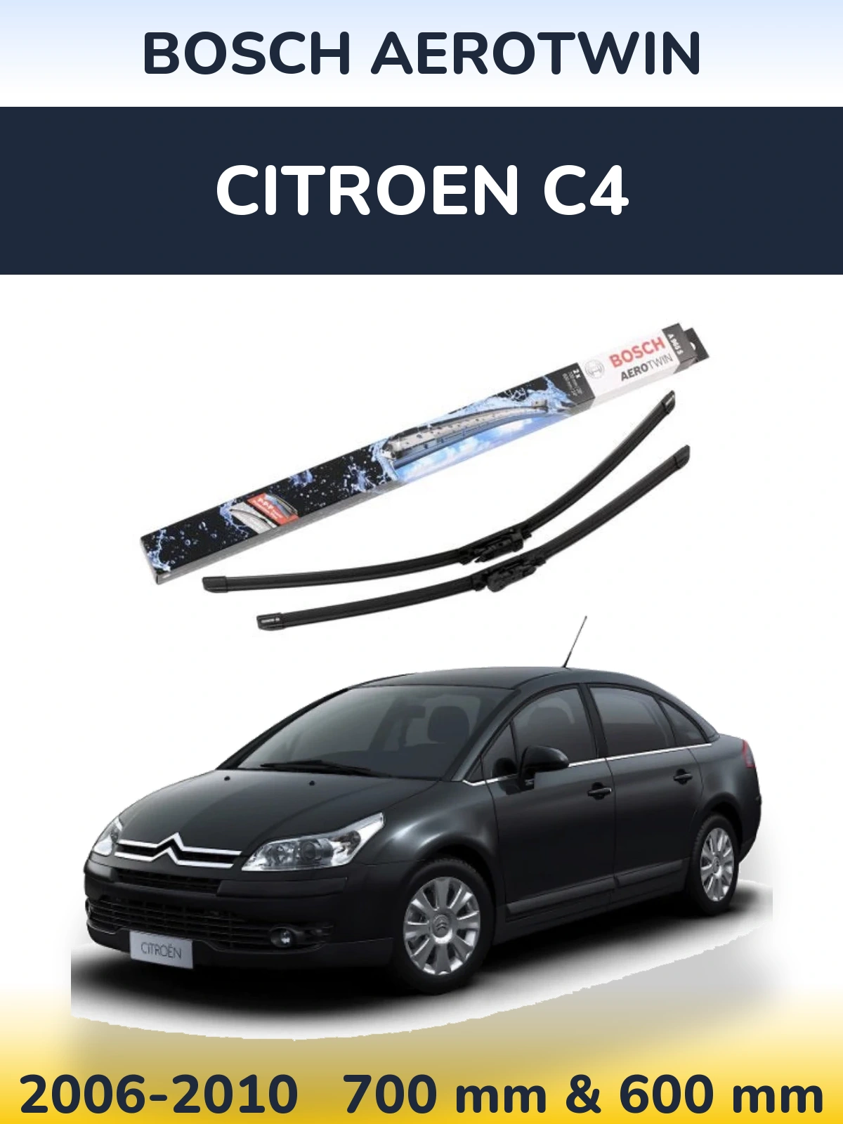 Sada předních stěračů BOSCH AeroTwin 700 a 600 mm pro Citroen C4 2006-2010