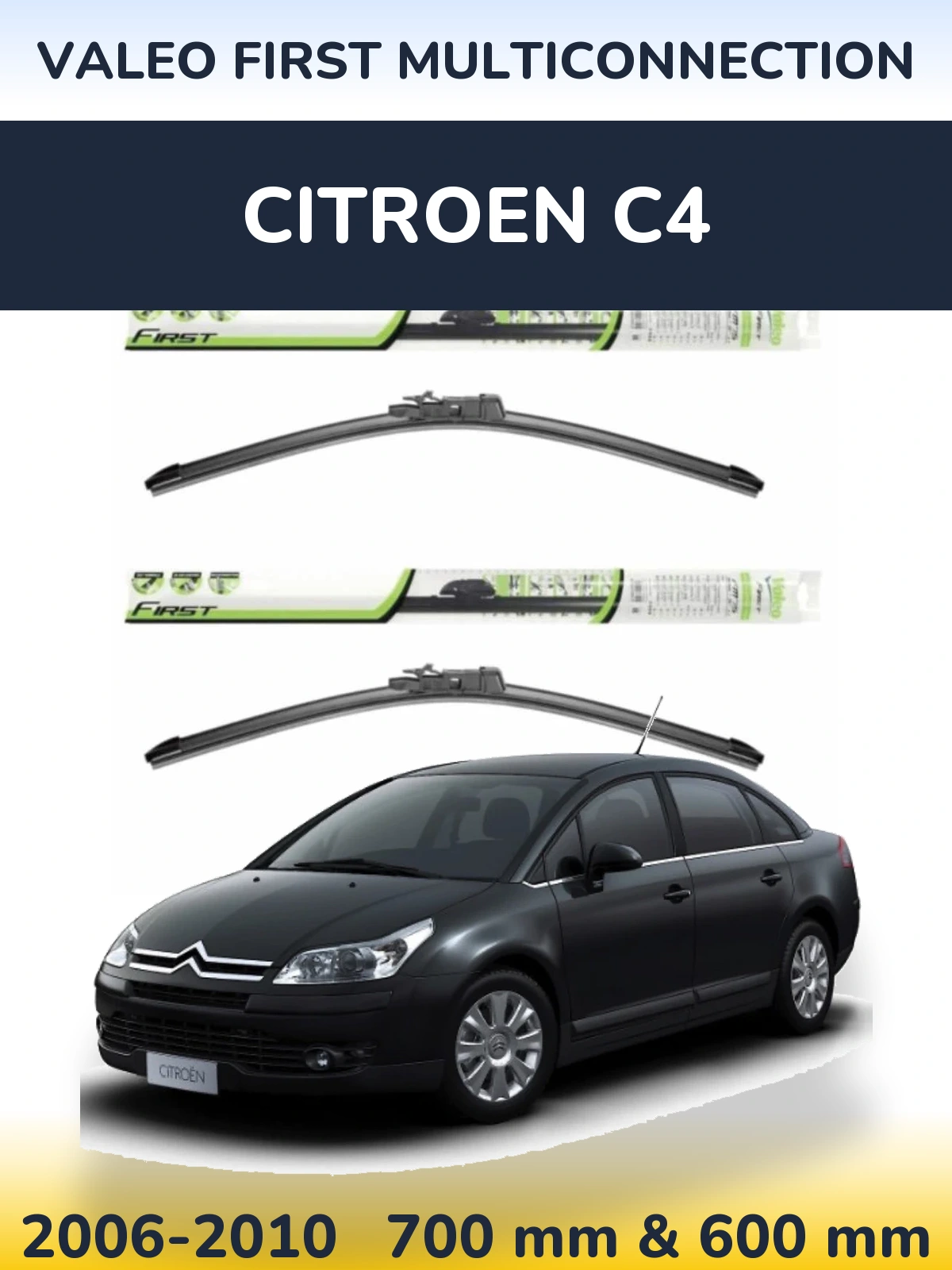 Sada předních stěračů Valeo First MultiConnection 700 a 600 mm pro Citroen C4 2006-2010