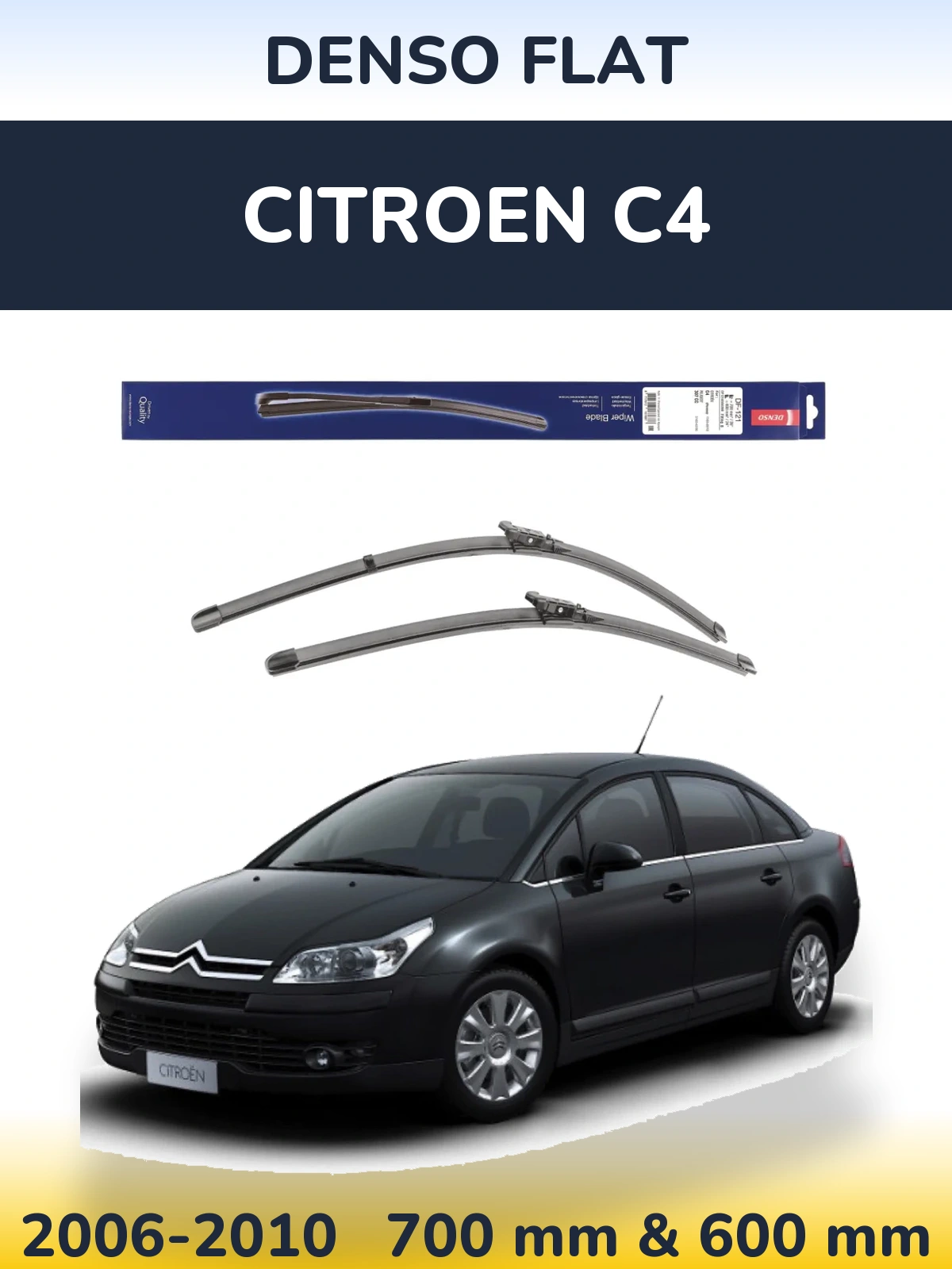Sada předních stěračů Denso Flat 700 a 600 mm pro Citroen C4 2006-2010