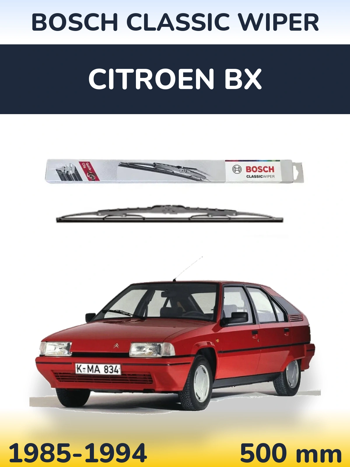 Přední stěrač BOSCH Classic Wiper 500 mm pro Citroen BX 1985-1994