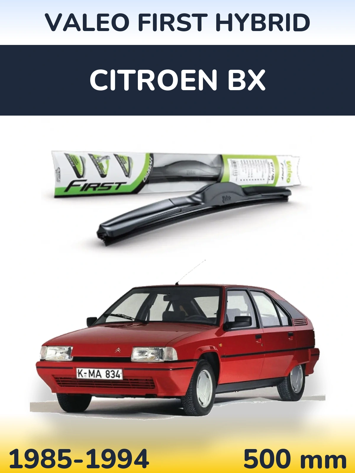 Přední stěrač Valeo First Hybrid 500 mm pro Citroen BX 1985-1994