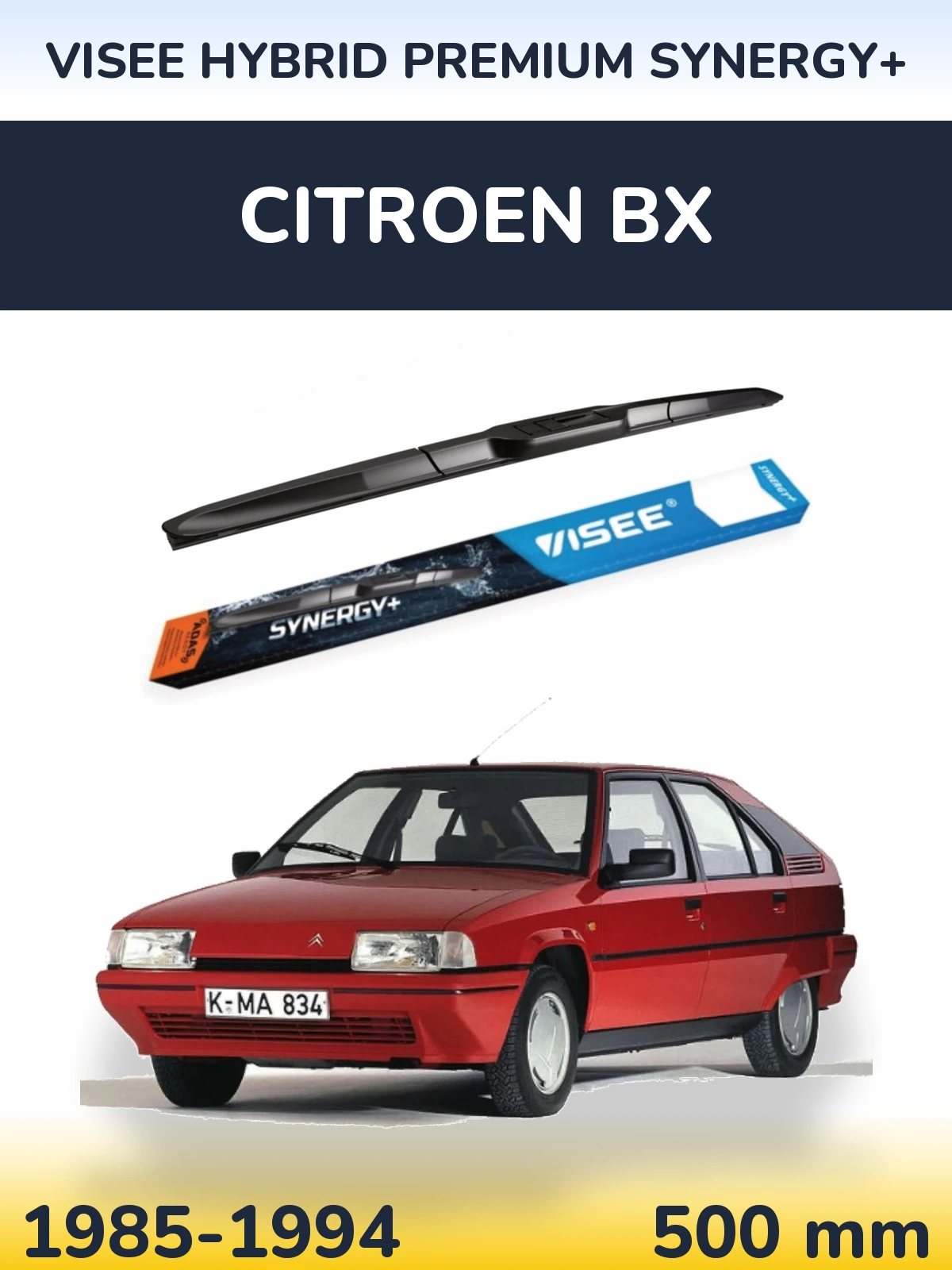 Přední stěrač VISEE HYBRID PREMIUM SYNERGY+ 500 mm pro Citroen BX 1985-1994