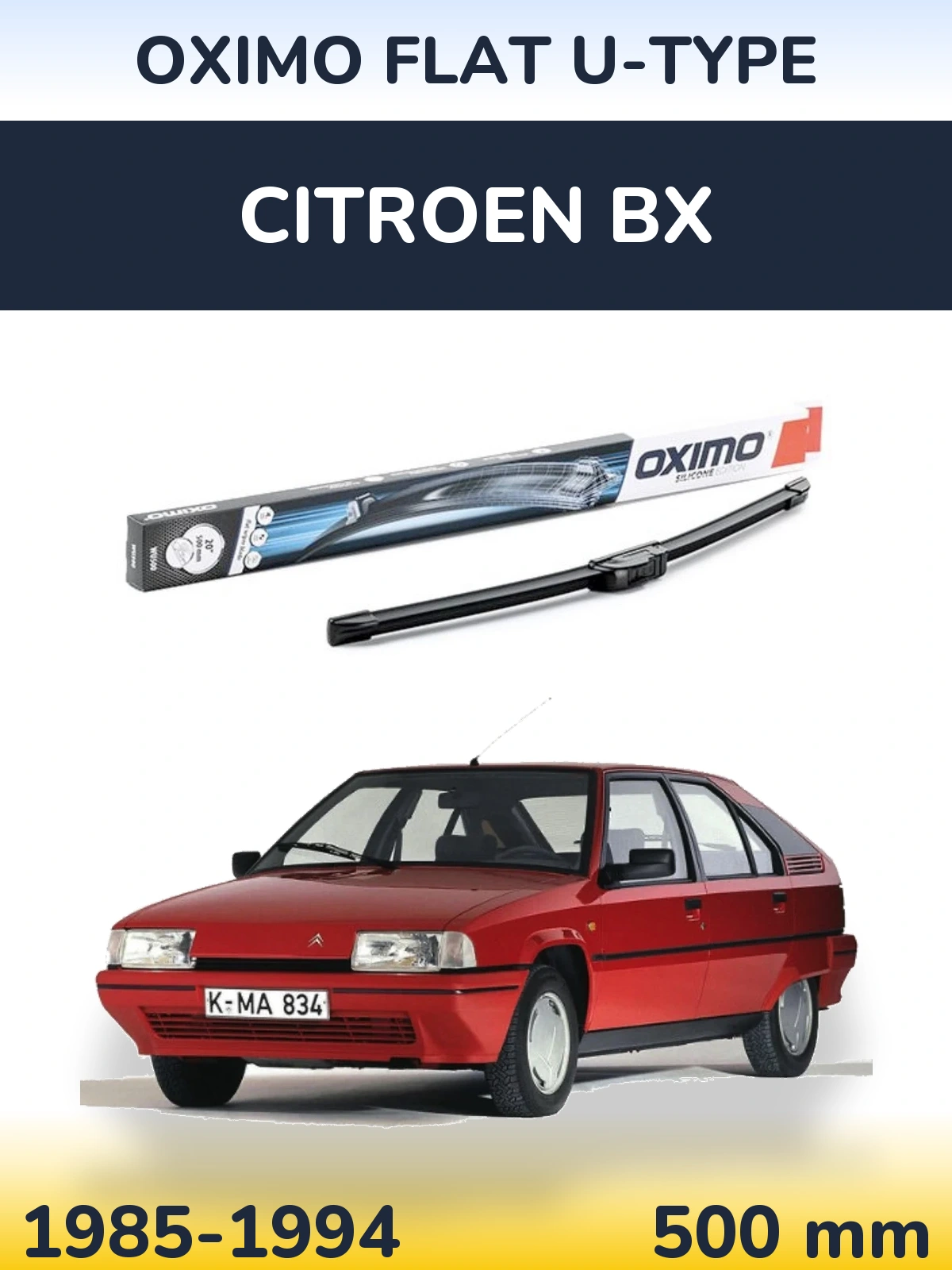 Přední stěrač Oximo Flat U-type 500 mm pro Citroen BX 1985-1994