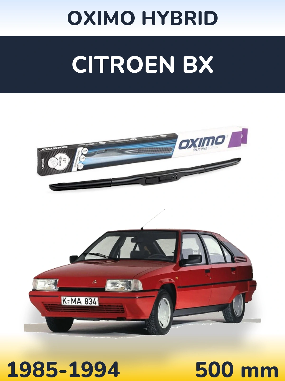 Přední stěrač Oximo Hybrid 500 mm pro Citroen BX 1985-1994