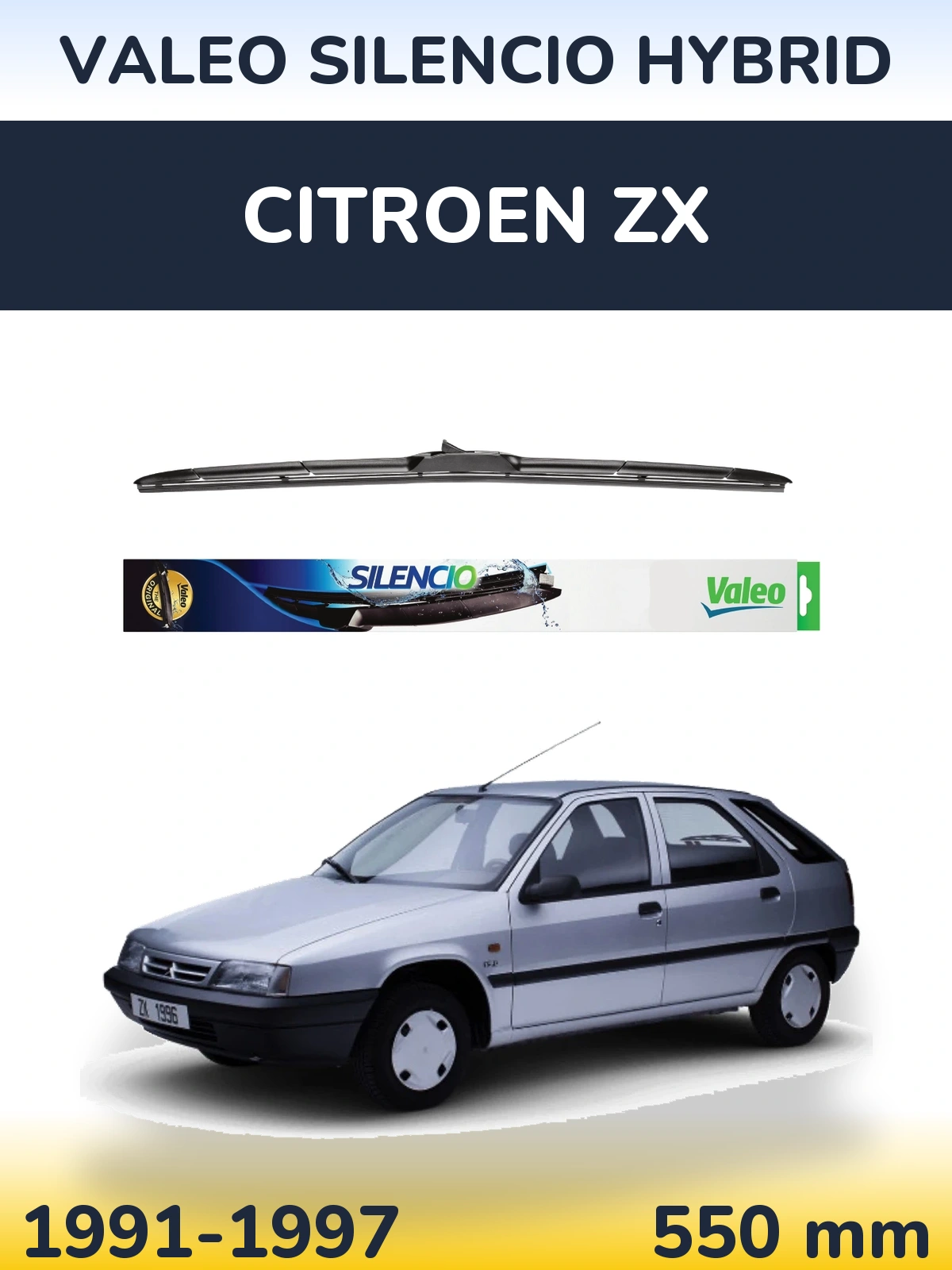 Přední stěrač Valeo Silencio Hybrid 550 mm pro Citroen ZX 1991-1997