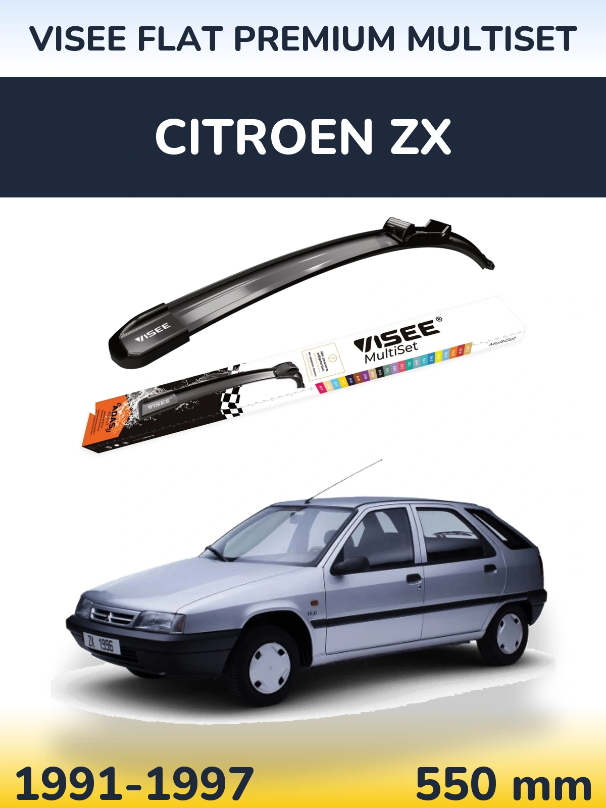 Přední stěrač VISEE FLAT PREMIUM MultiSet 550 mm pro Citroen ZX 1991-1997
